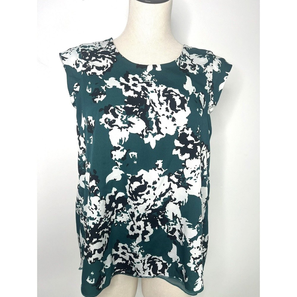 Banana Republic Green Floral Top Oversized Blouse Flyaway Back S